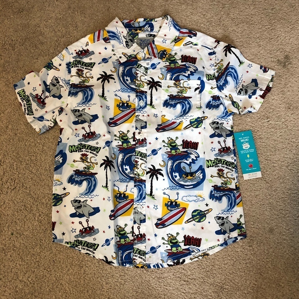 365 kids from granamals short sleeve button down collard shirt size 7